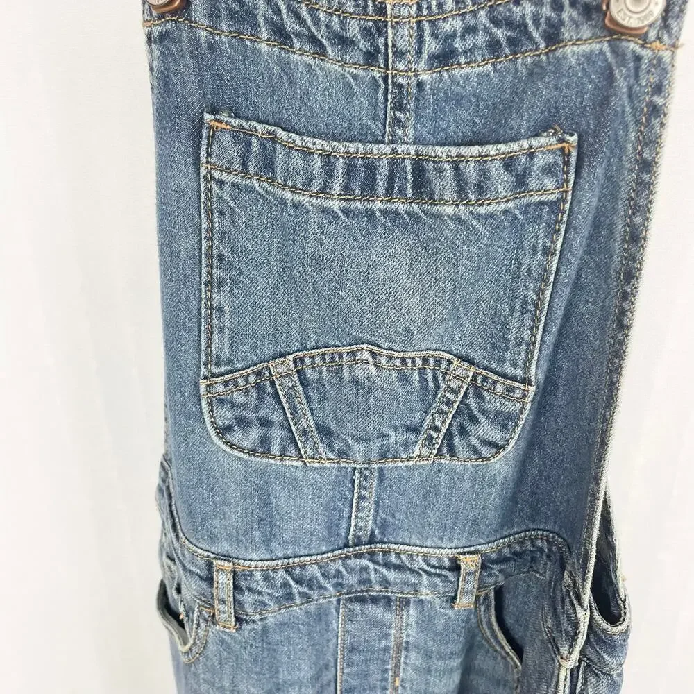 GAP Kids Distressed‎ Jean Overalls L Medium Indigo Denim